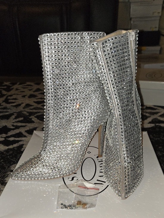 Steve Madden Shoes - Steve Madden Silver Crystal Studded Pointed Toe Ankle Boots